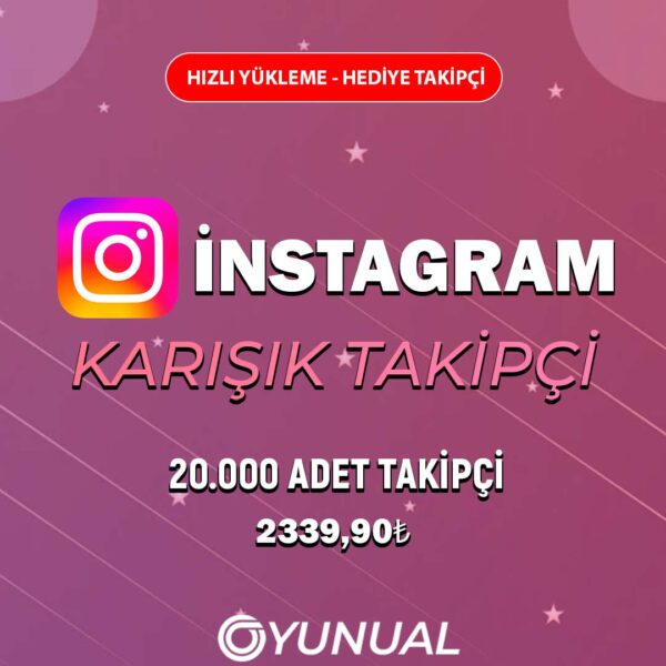 İnstagram 20000 Adet Karışık Takipçi