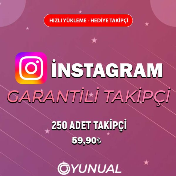 İnstagram 250 Adet Garantili Takipçi