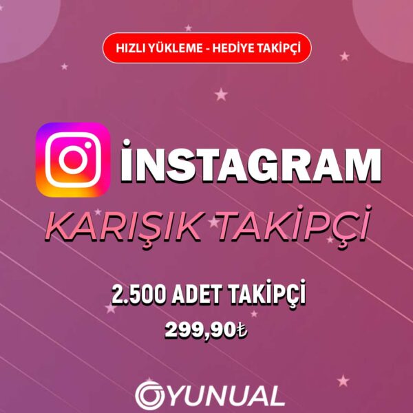 İnstagram 2500 Adet Karışık Takipçi