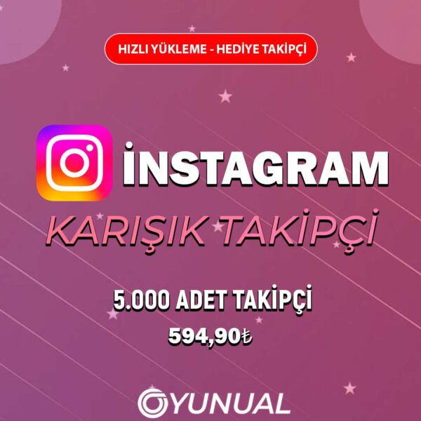 İnstagram 5000 Adet Karışık Takipçi